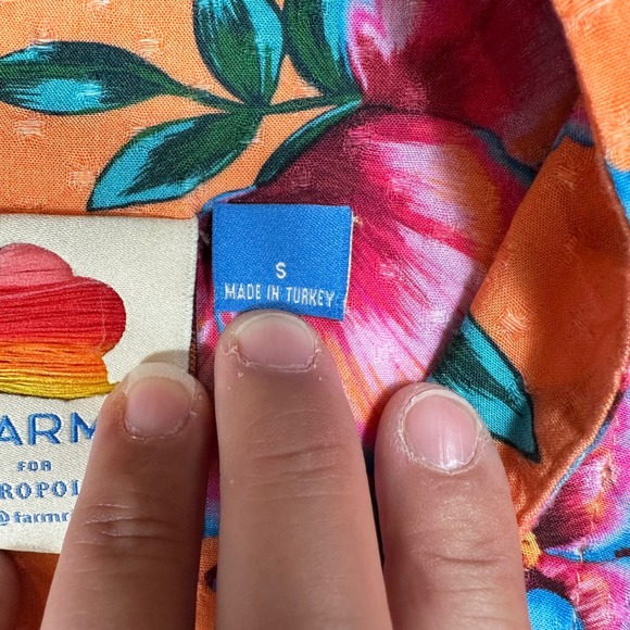 FARM Rio for‎ Anthropologie Orange Floral Kimono Sleeve Romper Shorts Size S - Picture 3 of 10